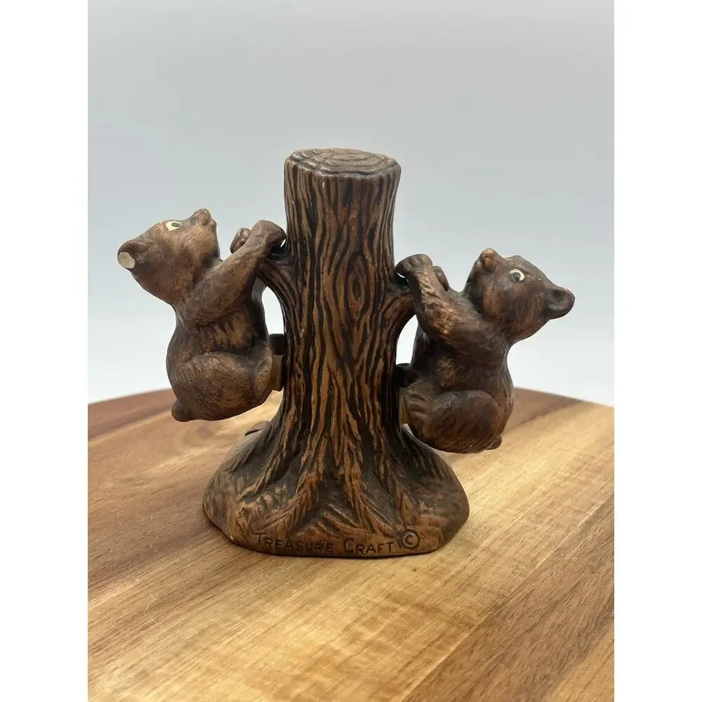 Vintage Treasure Craft Minnesota Bears Tree Trunk Salt Pepper Shaker Set Travel